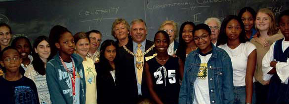 Meeting a group at a school in Cheltenham, Pennsylvania