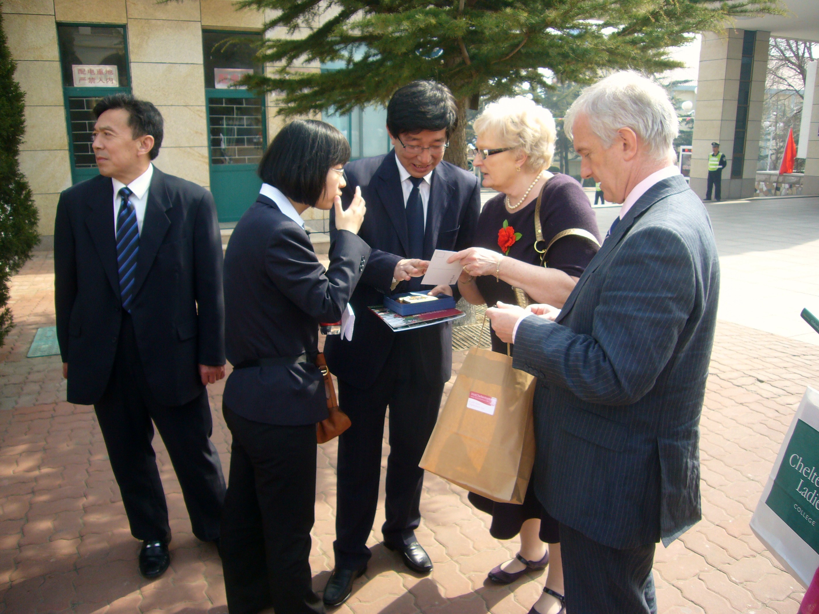 Andrew North and Barbara Driver with Weihai official - April 2012