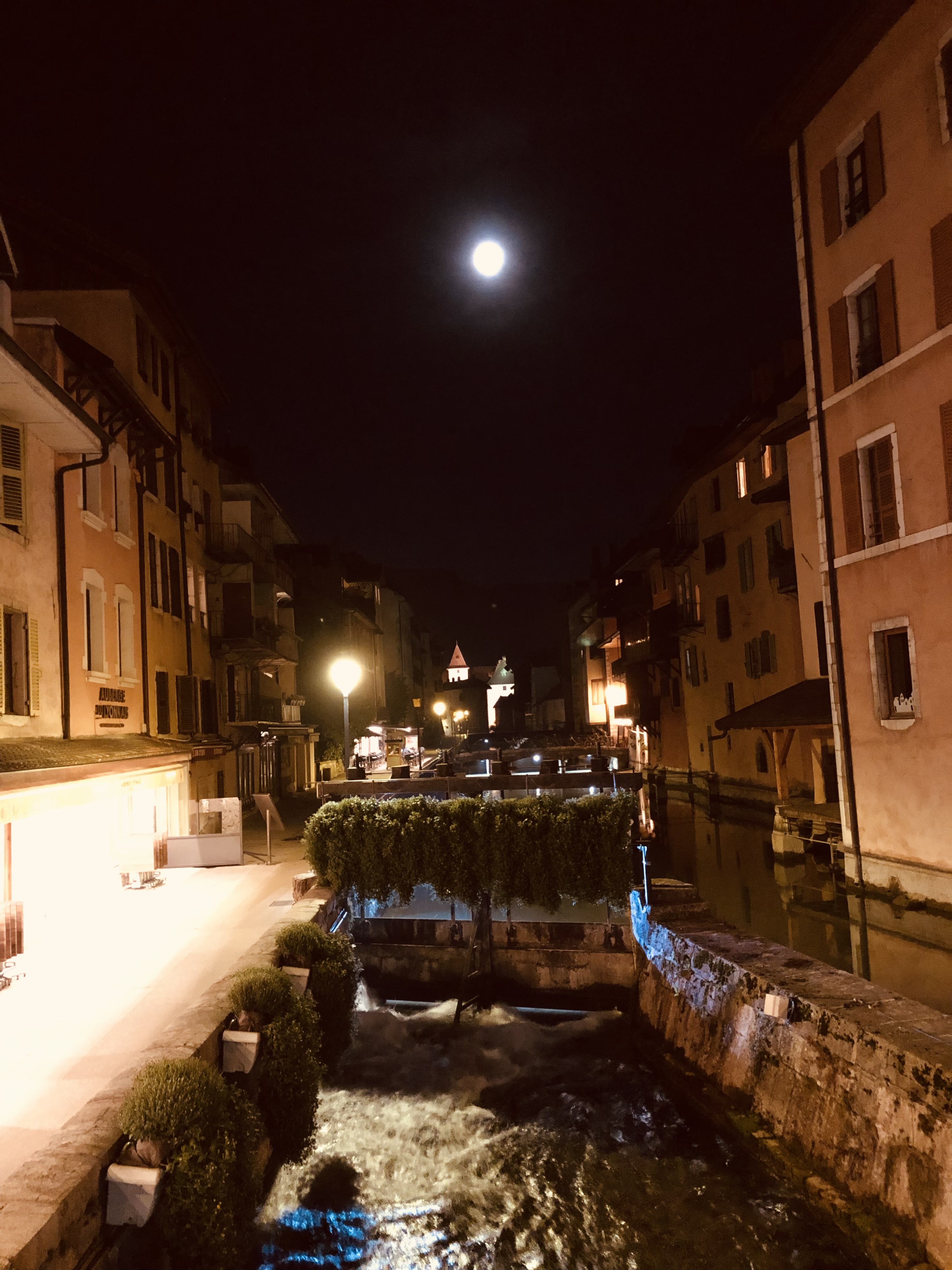 View of Annecy canal at night